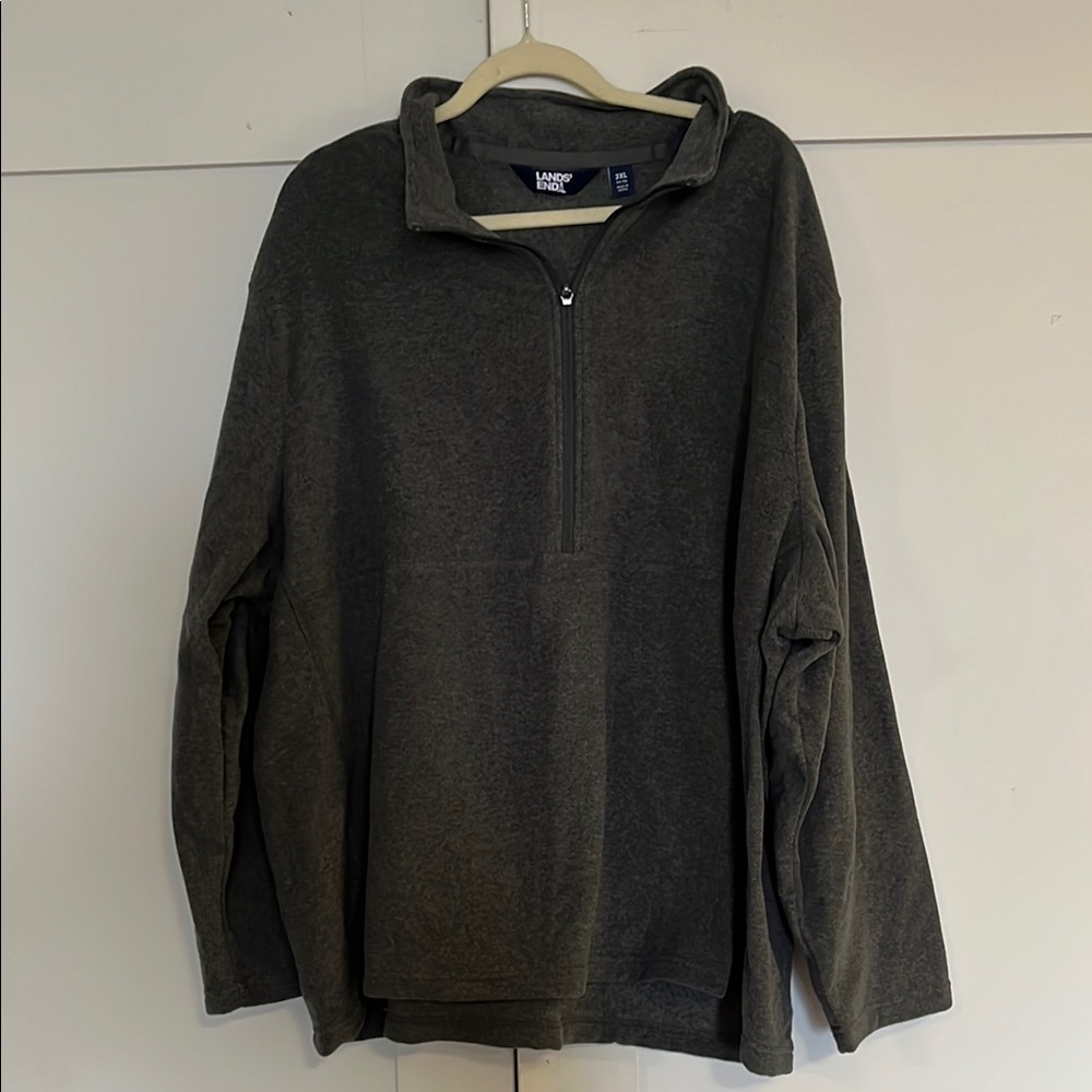 Lands' End Men's 1/4 Zip Gray Sweater, NWOT